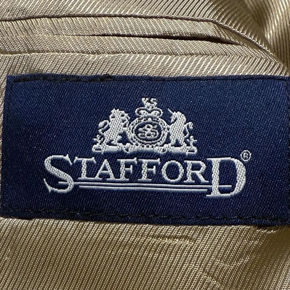 Stafford Tan Camel Hair Wool Double Button Blazer Suit Coat